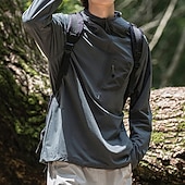 cheap Tops-Men's Hiking Shirt UV Protection Shirt Long Sleeve Top Outdoor UV Sun Protection Quick Dry Breathable Spring Autumn / Fall Polyester Dark Grey Light Grey Green Tennis Camping / Hiking / Caving Running