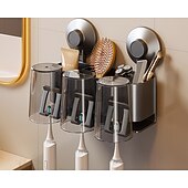 abordables Porte-brosse à dents-Porte-brosse à dents à ventouse avec tasses, étagère de salle de bain, porte-brosse à dents, organisateur de douche, brosse à dents murale, organisateur de salle de bain, organisateur de brosse à