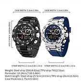 abordables Montres numériques-Sanda 6296 Montre à quartz électronique pour homme, résistante aux chocs, étanche, lumineuse, calendrier, numérique, décontractée