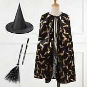 economico Costumi di Halloween per bambine-Bambini Ragazze Halloween A mantellina Geometrico Moda All&#039;aperto Cappotto Capispalla 4-12 Anni Autunno Argento Multicolore Nero