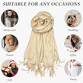 abordables Châles-Écharpe pashmina douce et soyeuse Achillea pour femmes, châle enveloppant pour robes de soirée, demoiselles d&#039;honneur, mariages &amp;vêtements de tous les jours