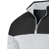 abordables Sudadera con capucha de vellón-Hombre Sudadera Sudadera con estampado de gofres Sudadera con capucha y cremallera de un cuarto Sudadera con capucha de lana Sudadera con capucha forrada de polar Negro Verde Ejército Azul Marino