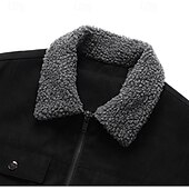 economico Giacche in Suede Sintetico-Per uomo Giacca in finta pelle scamosciata Giacca Sherpa Giacca in Camoscio Marrone Casuale Quotidiano Calore Termico Tasca Autunno Inverno Attivo Vintage Regolare Nero Caffè Grigio Giacca