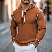 economico felpe con cappuccio da uomo di base-Per uomo Felpa con cappuccio Felpa con cappuccio a nido d&#039;ape Felpa con cappuccio e zip corta Nero Verde militare Marrone Grigio Con Cappuccio Semplice Patchwork Cerniera Blocco di colore Sport