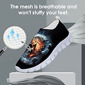 tanie Buty dla mężczyzn-Męskie trampki typu slip-on z nadrukiem czaszki ponurego żniwiarza – buty casualowe w stylu Halloween na imprezę, cosplay i do noszenia na ulicy