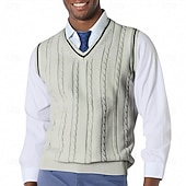 economico gilet da uomo-Per uomo Gilet Maglione elegante Maglione Maglione a maglia A Coste Treccia Maglia Top Regolari Lavorato a maglia Semplice Scollo a V Moda Casual Vacanza Abbigliamento quotidiano Abbigliamento