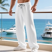 ieftine Picior drept-Bărbați Pantaloni Sport Pantaloni Pantaloni de sport cu picior drept Pantaloni Waffle Cordon Buzunar Talie elastică Simplu Confort Sport exterior Zilnic Modă Casual Negru Alb Micro-elastic