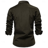 economico Camicie Elite da Uomo-Per uomo Camicia Blu marino scuro Marrone Verde militare Manica Lunga Semplice Colletto a Camicia Scuola Formale Bottoni Abbigliamento Elegante Vintage Cool Quotidiano