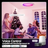 cheap Smart Home Lights-Smart LED Ceiling Light WiFi, RGB Flush Mount Ceiling Light Fixture, 16 Million DIY Colors, Compatible with Alexa Google Home, 2700K-6500K Ceiling Lights for Bedroom Living Room