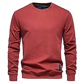 baratos Suéteres básicos-Homens Moletom Moletom com capuz Estacionar Preto Verde Tropa Azul Marinha Laranja Cáqui Gola Redonda Tecido Desportos e Ar livre Casual Diário Roupa de rua Legal Roupa de Esporte Primavera &amp; Outono