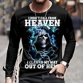 voordelige schedel &amp; botten-Voor heren Doodskoppen T-shirt Lange mouw T-shirt 3D-afdrukken Strakke ronde hals Overhemd Modieus overdreven Straat Casual Dagelijks Zwart blauw Paars Herfst Winter Kleding S M L XL XXL XXXL