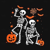 levne Halloween mikiny a svetry-Halloween Pánské Lebky Mikina Punk Večírek Tričkový Dovolená Černá Rubínově červená Výstřih ke krku 3D Celý rok Návrhář