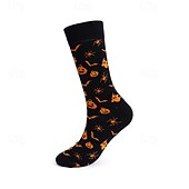 abordables calcetines caseros-Calcetines largos de algodón de Halloween, calcetines con estampado de dibujos animados por encima de la pantorrilla para hombres y mujeres, medias deportivas hasta la rodilla resistentes a los olores