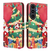 abordables Carcasas iPhone-teléfono Funda Para iPhone 17 Pro Max 17 Air 16 15 14 Pro Max Plus 16e 13 Mini Funda Trasera con correa de muñeca Caballete Ranura para tarjetas Navidad TPU Cuero de PU