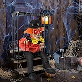 economico Halloween-Decorazione animata di Halloween, 1 pezzo di clown urlante attivato dal sensore di movimento in gabbia con occhi luminosi, spettrale oggetto di scena fantasma prigioniero per decorazioni da