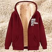 baratos Moletom com capuz de lã-Homens Full Zip Hoodie Moletom com zíper Casaco de lã Moletom de lã Adamascado Preto Vinho Vermelho Azul Com Capuz Tecido Letra Estampas Abstratas Zíper Bolsos Casual Diário Para Noite Poliéster