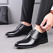 economico Scarpe Oxford-scarpe derby nere classiche da uomo: scarpe eleganti e lucide con lacci per riunioni di lavoro, abbigliamento da ufficio e occasioni speciali