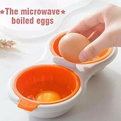 tanie Przybory kuchenne i gadżety-przenośny garnek do gotowania jajek w kuchence mikrofalowej, dwuoczna misa do gotowania jajek w parze z separatorem, tacka do gotowania jajek w kuchence mikrofalowej o jakości spożywczej