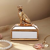 levne Sochy-1 ks 4,1*5,5 palcový zlatý zrcadlový leopardí úložný a dekorační kus na šperky vhodný pro zdobení nehtů, šperky, ozdoby a štětce na make-up