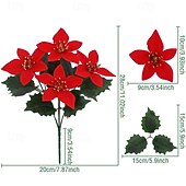 billiga Kransar, Girlander &amp; Swags-4 st konstgjorda julstjärnor – realistisk bukett för bröllop, veranda, trädgård, inomhus &amp;utomhussemester och heminredning