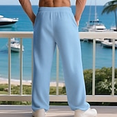 ieftine Picior drept-Bărbați Pantaloni Sport Pantaloni Pantaloni de sport cu picior drept Pantaloni Waffle Cordon Buzunar Talie elastică Simplu Confort Sport exterior Zilnic Modă Casual Negru Alb Micro-elastic