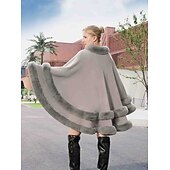 billige Pelssjal-Pelssjal Plus Size Curve Hold Varm Ermeløs Flaggermusermer Polyester Bryllup Wrap Med Ren Farge Til Spesiell Leilighet Høst vinter