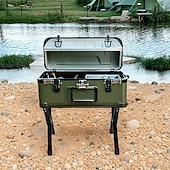 billige Svømmebasseng for barn-1 stk. sammenleggbar stativramme i aluminiumslegering - justerbar, bærbar utendørs campingstativ for grilling, fisking, bagasje &amp;utstyr - lett og slitesterk design med solide, svarte ben,