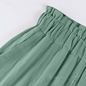 abordables pierna ancha y cintura alta-Mujer Perneras anchas pantalones Ropa de calle Casual Longitud total Cintura Media Plano Bolsillo Cintura elástica Cómodo Calle Festivos Ropa Cotidiana Azul Verde Menta Marrón Verde Ejército Otoño