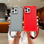 Недорогие Чехлы для iPhone-телефон Кейс для Назначение i16 15 14 Pro Max Plus 13 Кейс на заднюю панель с ремешком Защита от удара Градиент цвета ПК