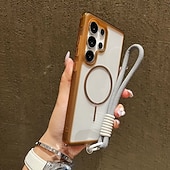 お買い得  サムスン用ケース-電話 ケース 用途 サムスンのギャラクシー S25 Ultra Plus S25エッジ S24 Plus バックカバー ストラップ付き ワイヤレス充電をサポート 耐衝撃 レトロ風 TPU アクリル