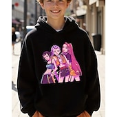 billiga Pojkens 3D Sporter &amp; Spel-Kpop Demon Hunters pojkhuvtröja med grafisk design - långärmad, avslappnad tröja med livfullt anime-tryck för höst/vinter, perfekt för vardagskläder eller speciella tillfällen. Kpop-huvtröja
