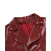  Voor heren Jas van imitatieleer Bikerjack Motorjas Vakantie Dagelijks Winddicht Houd Warm Zak Herfst winter Effen Modieus Klassiek Revers Normaal Zwart Rood Jacks