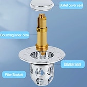 abordables Accessoires pour salle de bains-Bouchons de vidange universels pour évier de salle de bain, lot de 2 – Bouchon escamotable à pression avec noyau en laiton &amp;lavabo de cuisine