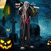 levne Halloween-Halloweenská animatronika, zvukem aktivovaný vlkodlak se zářícíma očima a děsivými zvuky, obří animovaná venkovní halloweenská dekorace, pánský doplněk