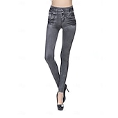 abordables -Mujer Polainas Activo Vacaciones Básico Longitud total Alta cintura Color sólido Estampado Transpirabilidad Suave Cómodo Elástico Negro Azul Gris Primavera Otoño Pitillo