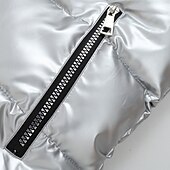 levne Pánská péřová vesta-Pánské Puffer Vesta Kamizelka Vesta Dovolená Denní Rande Módní Na běžné nošení Podzim zima Kapsy Polyester Zahřívací Pohodlné Pevná barva Zip Kapuce Běžný Stříbrná Černá Rubínově červená Tmav