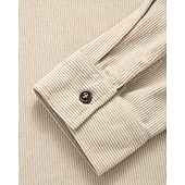 cheap Men's Shirt Jacket-Men's Corduroy Shirt Shirt Jacket Winter Jacket Plain Vacation Daily Wear Army Green Beige Long Sleeve Lapel Spring Fall Clothing Apparel Pocket