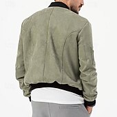 economico Giacche in Suede Sintetico-Per uomo Giubbotto bomber Giacca Casual Giacca in camoscio Vacanza Quotidiano Caldo Tasca Autunno Inverno Semplice Moda Classico Collo alla coreana Regolare Nero Rosso Blu marino Marrone Verde Giacca