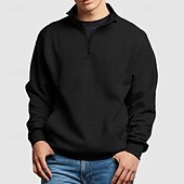 economico Felpa con cappuccio in pile-Per uomo Maglione Felpa con cappuccio in pile Felpa con zip corta Felpa con cappuccio foderata in pile Nero Bianco Rosa Blu marino Blu Colletto Mao Semplice Sport &amp; Outdoor Casuale Quotidiano