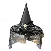 economico Costumi di Halloween per bambine-Bambini Ragazze Cappelli e berretti Dolce Feste Halloween cappello Patchwork Argento Nero