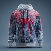 economico Stampa animale-Halloween Per uomo Ragno 3D Felpa con Cappuccio Felpa Punk Cool Girocollo Feste Regalo Abbigliamento casual alla moda Blu Viola Coulisse Cerniera Autunno Inverno progettista