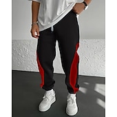 levne Tepláky-Pánské Tepláky Běžec Kalhoty Šňůrky Kapsy Elastický pas Barevné bloky Pohodlné Outdoorové sporty Denní Módní Na běžné nošení Černočervená Bílá  / modrá Lehce elastické