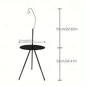 preiswerte Bis zu 30 $-tragbarer schwarzer Outdoor-Tisch mit Lampenständer – klappbar, Eisenkonstruktion, lässiger Stil, inklusive Aufbewahrungstasche, kleiner Outdoor-Tisch