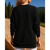 billiga Huvtröja &amp; Sweatshirt-Dam Tröja med pullover Casual Toppar Dragkedja Långärmad Överdelar Fritids- Höst Solid färg Andningsfunktion Träna Utomhus Träning Sportkläder Sportkläder Svart Vit Vinröd