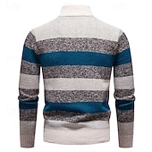 cheap Men&#039;s Pullover Sweater-Men&#039;s Pullover Sweater Jumper Knit Sweater Ribbed Knit Regular Tops Knitted Stripe Quarter Zip Fashion Basic Vacation Daily Wear Clothing Apparel Fall Winter Navy Blue Green S M L