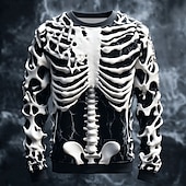 levne Halloween mikiny a svetry-Halloween Den mrtvých lebka pánská 3D tisk kostra mikina punk párty dlouhý rukáv kulatý výstřih dovolená bílá fialová kulatý výstřih 3D celoroční designér