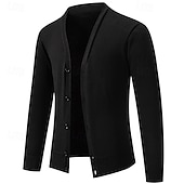preiswerte Herren Strickjacke-Herren Pullover Kleid Pullover Strickjacke Strickpullover Gerippt Stricken Kurz Gestrickt Gerippt Einfach V Ausschnitt Mode Schals Lässig Alltagskleidung Bekleidung Frühling Herbst Schwarz Marineblau