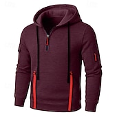 economico Felpa Tattica-Per uomo Felpa con cappuccio Felpa con cappuccio e zip corta Felpa con cappuccio in pile Felpa con cappuccio tattica Nero Borgogna Blu marino Blu Grigio Con Cappuccio Semplice Cerniera Sport