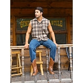 levne Cowboy &amp; Western Boots-Pánské Boty Kovbojské boty Výšivka Retro Ručně vyráběné boty Chůze sportovní Na běžné nošení Venkovní PU kůže Pohodlné Protiskluzové Do půli lýtek Povaleč Žlutá - hnědá Hnědá Léto Podzim Zima