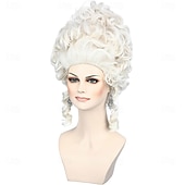 economico Parrucche storiche-parrucca biondo platino per donna, costume in stile coloniale del XVIII secolo, parrucche bionde a nido d'ape adatte a regine rinascimentali, cosplay, feste di Halloween